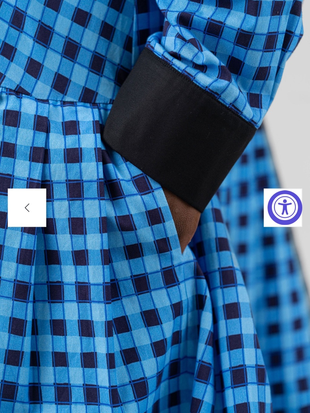 NWT De Loreta blue and black gingham drop waist 100% cotton midi dress, size 2X - Picture 4 of 7